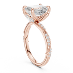 2.95 CT Emerald Cut Three Stone Diamond Engagement Ring with Hidden Accent Diamonds
