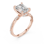 2.95 CT Emerald Cut Three Stone Diamond Engagement Ring with Hidden Accent Diamonds