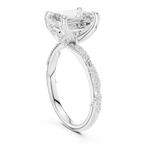 2.95 CT Emerald Cut Three Stone Diamond Engagement Ring with Hidden Accent Diamonds