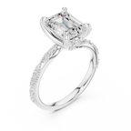 2.95 CT Emerald Cut Three Stone Diamond Engagement Ring with Hidden Accent Diamonds