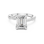 2.95 CT Emerald Cut Three Stone Diamond Engagement Ring with Hidden Accent Diamonds