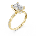 2.95 CT Emerald Cut Three Stone Diamond Engagement Ring with Hidden Accent Diamonds