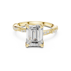 2.95 CT Emerald Cut Three Stone Diamond Engagement Ring with Hidden Accent Diamonds