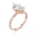 2.53 CT Marquise Cut Three Stone Diamond Engagement Ring with Pavé Band