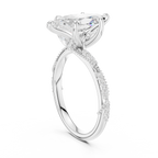 2.53 CT Marquise Cut Three Stone Diamond Engagement Ring with Pavé Band