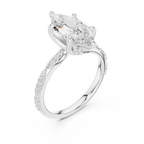 2.53 CT Marquise Cut Three Stone Diamond Engagement Ring with Pavé Band