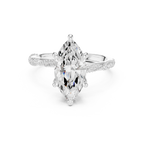 2.53 CT Marquise Cut Three Stone Diamond Engagement Ring with Pavé Band