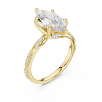 2.53 CT Marquise Cut Three Stone Diamond Engagement Ring with Pavé Band