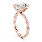 2.75 CT Oval Cut Three Stone Diamond Engagement Ring with Pavé Band