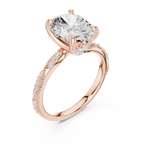 2.75 CT Oval Cut Three Stone Diamond Engagement Ring with Pavé Band