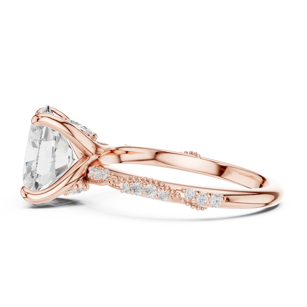 2.75 CT Oval Cut Three Stone Diamond Engagement Ring with Pavé Band