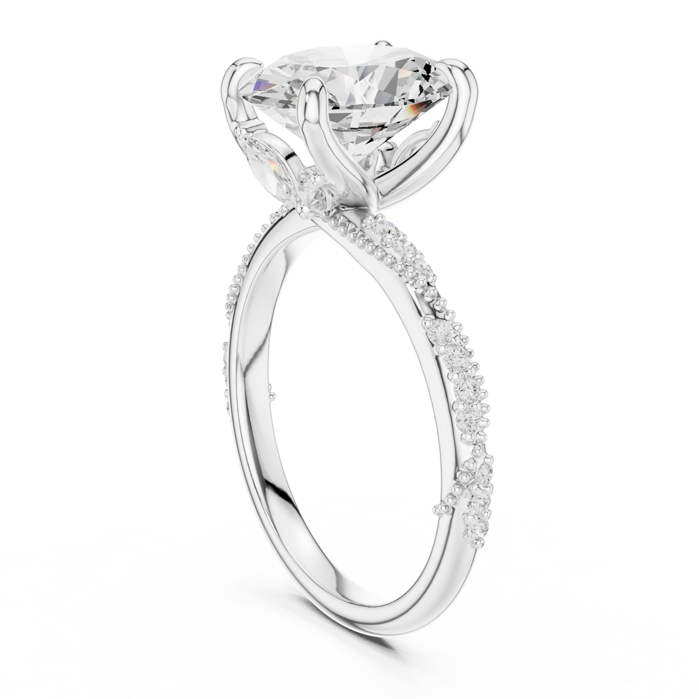 2.75 CT Oval Cut Three Stone Diamond Engagement Ring with Pavé Band