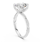 2.75 CT Oval Cut Three Stone Diamond Engagement Ring with Pavé Band