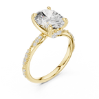 2.75 CT Oval Cut Three Stone Diamond Engagement Ring with Pavé Band