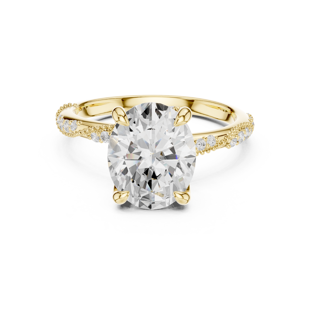 2.75 CT Oval Cut Three Stone Diamond Engagement Ring with Pavé Band