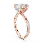 2.71 CT Pear Cut Diamond Engagement Ring with Marquise Side Stones & Pavé Band