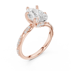 2.71 CT Pear Cut Diamond Engagement Ring with Marquise Side Stones & Pavé Band