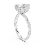 2.71 CT Pear Cut Diamond Engagement Ring with Marquise Side Stones & Pavé Band