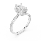 2.71 CT Pear Cut Diamond Engagement Ring with Marquise Side Stones & Pavé Band