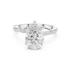 2.71 CT Pear Cut Diamond Engagement Ring with Marquise Side Stones & Pavé Band