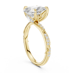 2.71 CT Pear Cut Diamond Engagement Ring with Marquise Side Stones & Pavé Band