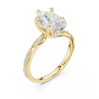 2.71 CT Pear Cut Diamond Engagement Ring with Marquise Side Stones & Pavé Band