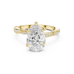 2.71 CT Pear Cut Diamond Engagement Ring with Marquise Side Stones & Pavé Band