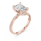 3.36 CT Radiant Cut Three Stone Diamond Engagement Ring with Pavé Band