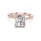 3.36 CT Radiant Cut Three Stone Diamond Engagement Ring with Pavé Band