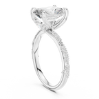 3.36 CT Radiant Cut Three Stone Diamond Engagement Ring with Pavé Band