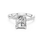 3.36 CT Radiant Cut Three Stone Diamond Engagement Ring with Pavé Band
