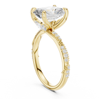 3.36 CT Radiant Cut Three Stone Diamond Engagement Ring with Pavé Band