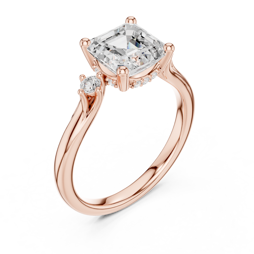 1.93 CT Emerald Cut Diamond Engagement Ring with Round Side Stones