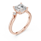 1.93 CT Emerald Cut Diamond Engagement Ring with Round Side Stones