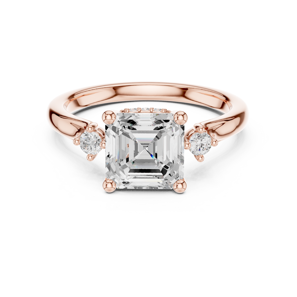 1.93 CT Emerald Cut Diamond Engagement Ring with Round Side Stones