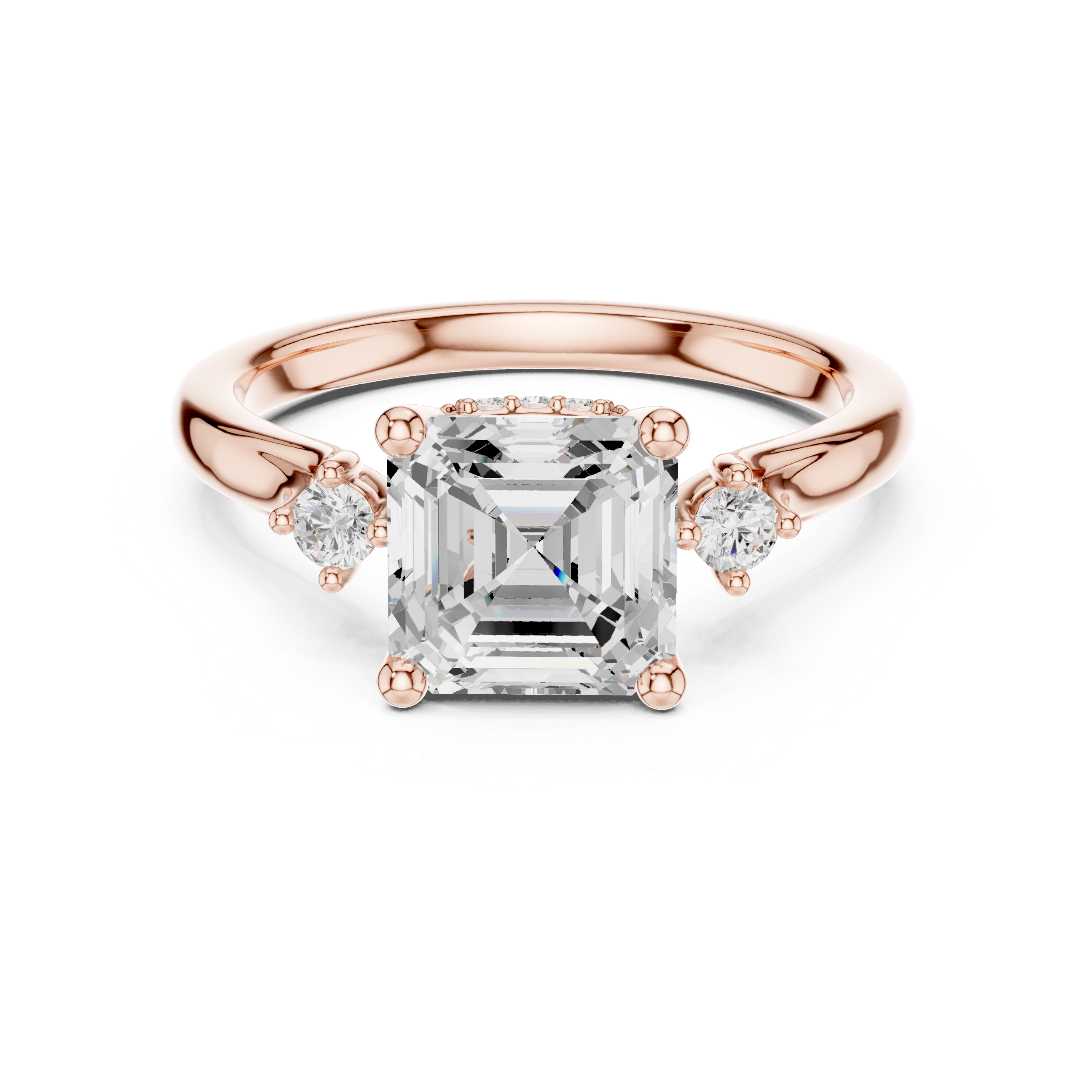 1.93 CT Emerald Cut Diamond Engagement Ring with Round Side Stones