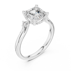 1.93 CT Emerald Cut Diamond Engagement Ring with Round Side Stones