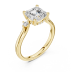 1.93 CT Emerald Cut Diamond Engagement Ring with Round Side Stones