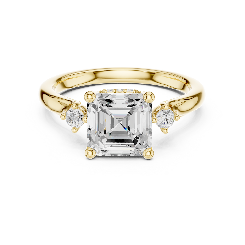 1.93 CT Emerald Cut Diamond Engagement Ring with Round Side Stones