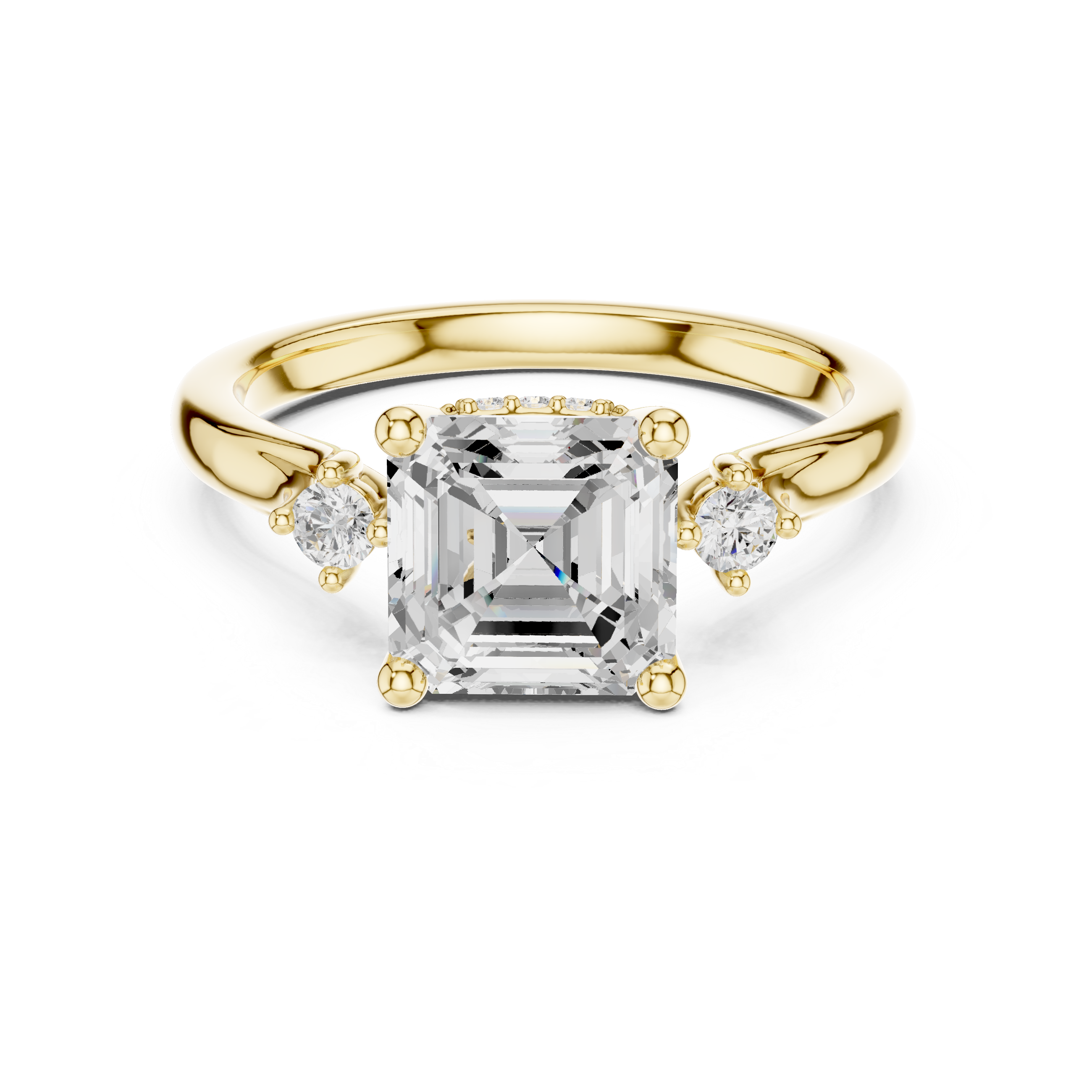 1.93 CT Emerald Cut Diamond Engagement Ring with Round Side Stones