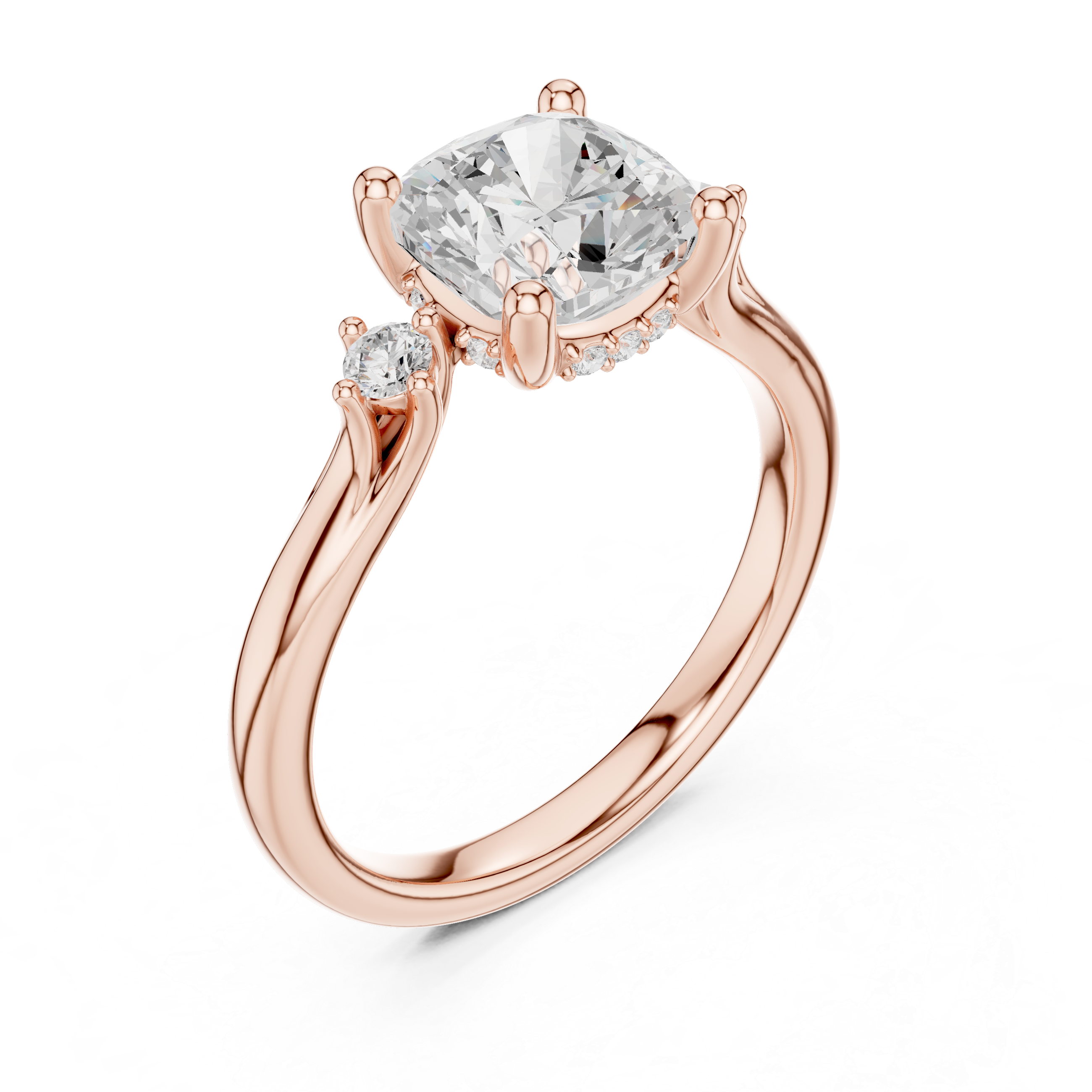 1.93 CT Cushion Cut Diamond Engagement Ring with Round Side Stones
