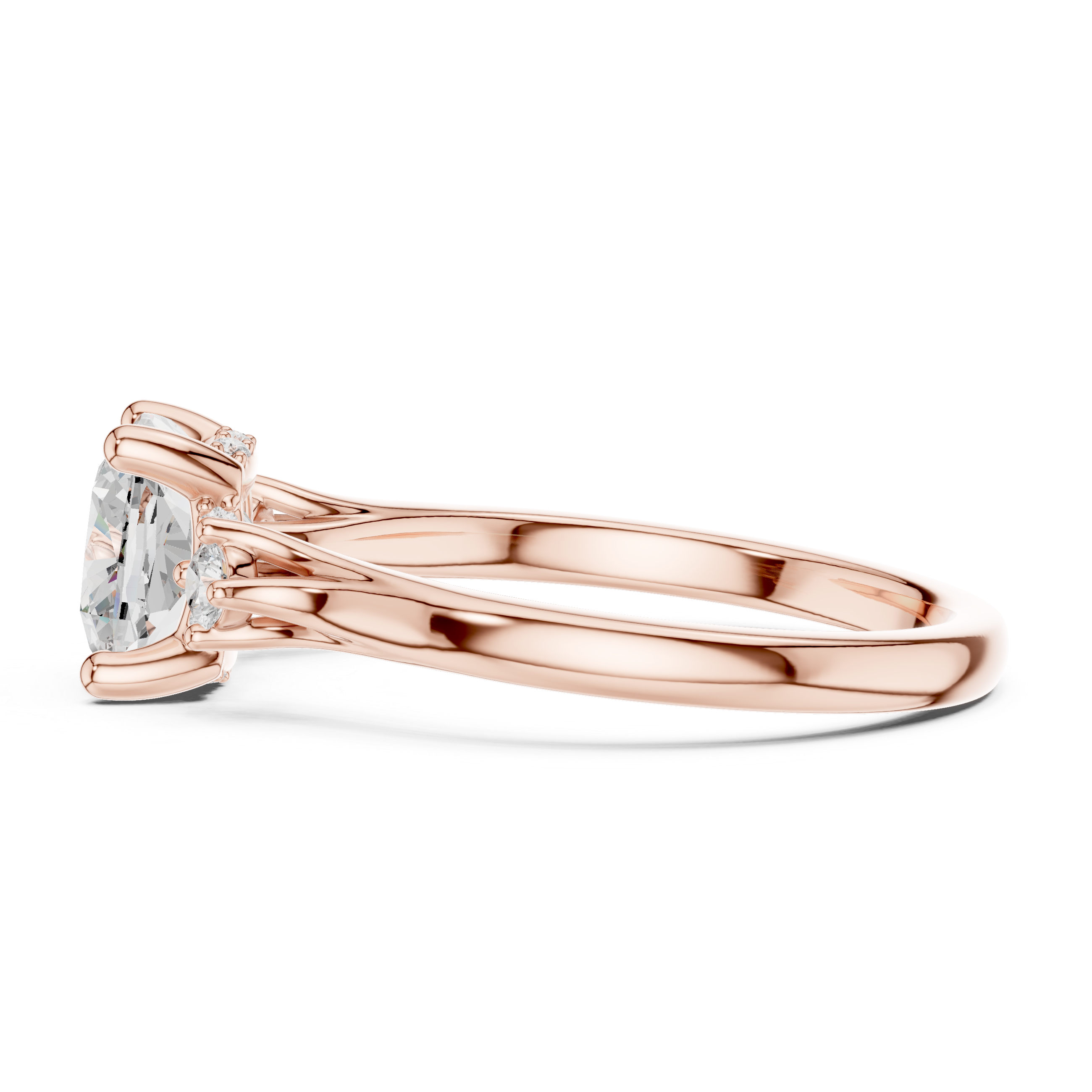 1.93 CT Cushion Cut Diamond Engagement Ring with Round Side Stones
