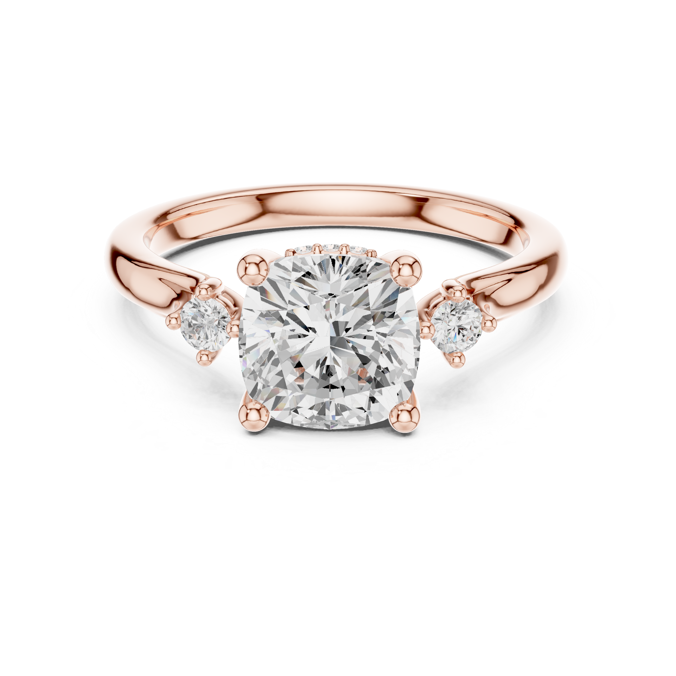 1.93 CT Cushion Cut Diamond Engagement Ring with Round Side Stones