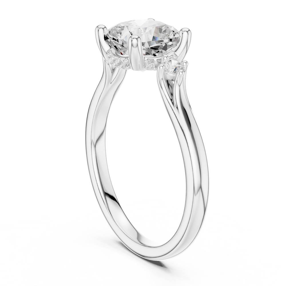 1.93 CT Cushion Cut Diamond Engagement Ring with Round Side Stones