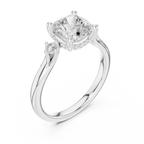 1.93 CT Cushion Cut Diamond Engagement Ring with Round Side Stones