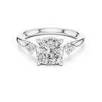 1.93 CT Cushion Cut Diamond Engagement Ring with Round Side Stones