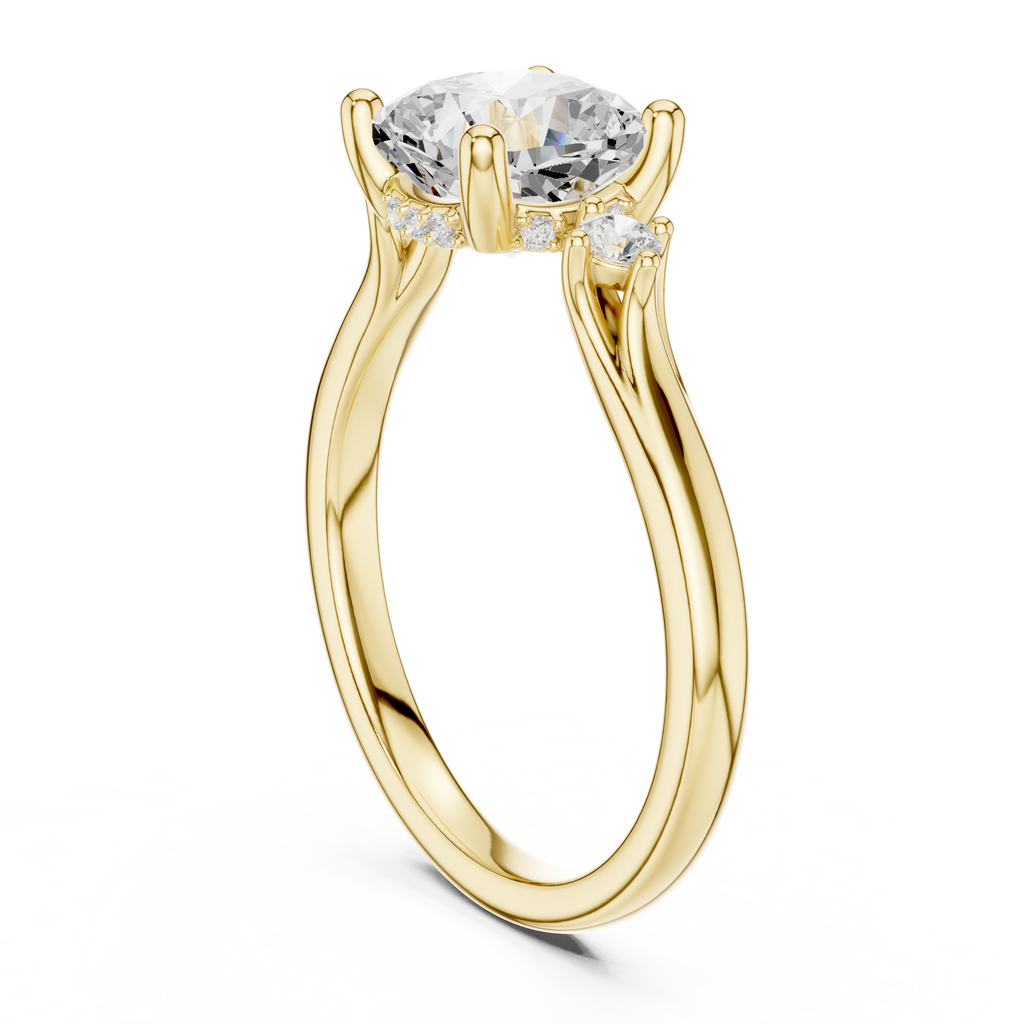 1.93 CT Cushion Cut Diamond Engagement Ring with Round Side Stones