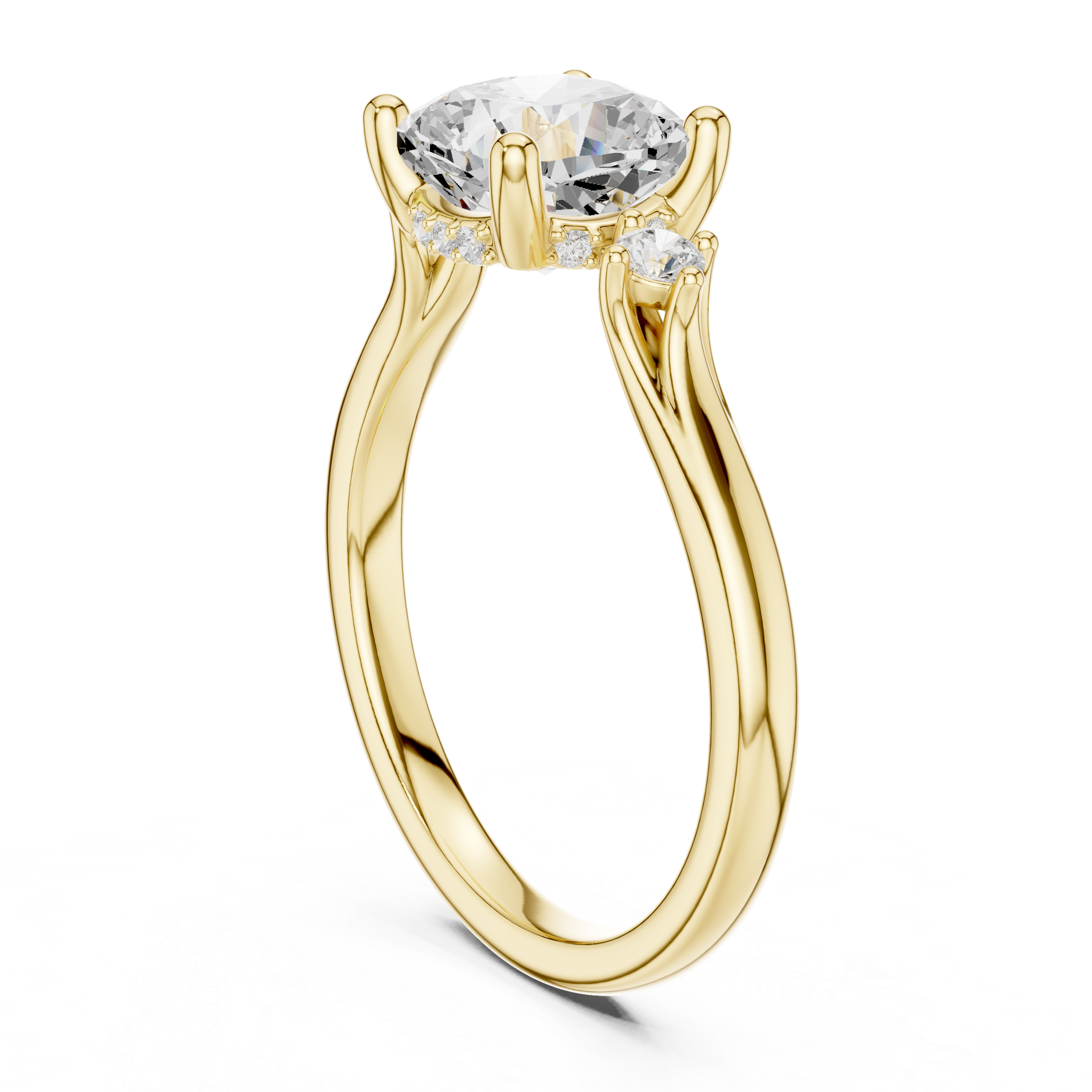 1.93 CT Cushion Cut Diamond Engagement Ring with Round Side Stones