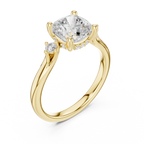 1.93 CT Cushion Cut Diamond Engagement Ring with Round Side Stones