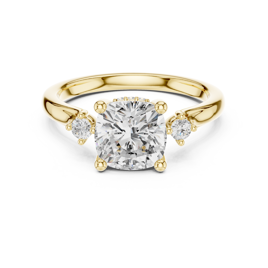 1.93 CT Cushion Cut Diamond Engagement Ring with Round Side Stones